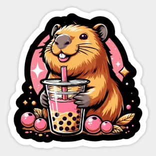 Capybara Boba Tea Lovers Sticker